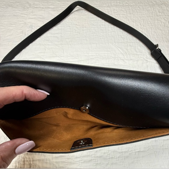 Patricia Nash Black Leather Fold-Over Crossbody - Picture 7 of 11